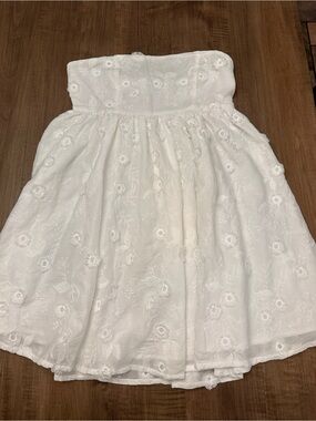 Altar’d State Strapless White Floral Eyelet Mini Dress Sundress